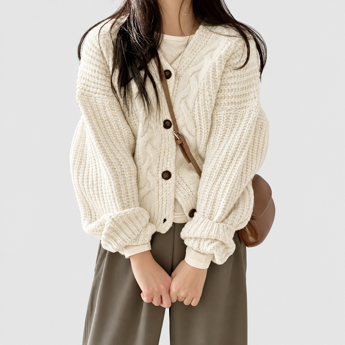 Liliana | Women’s Oversized Textured Knit Cardigan — product detail 3