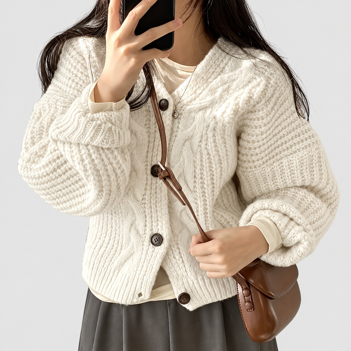 Liliana | Women’s Oversized Textured Knit Cardigan — product detail 4