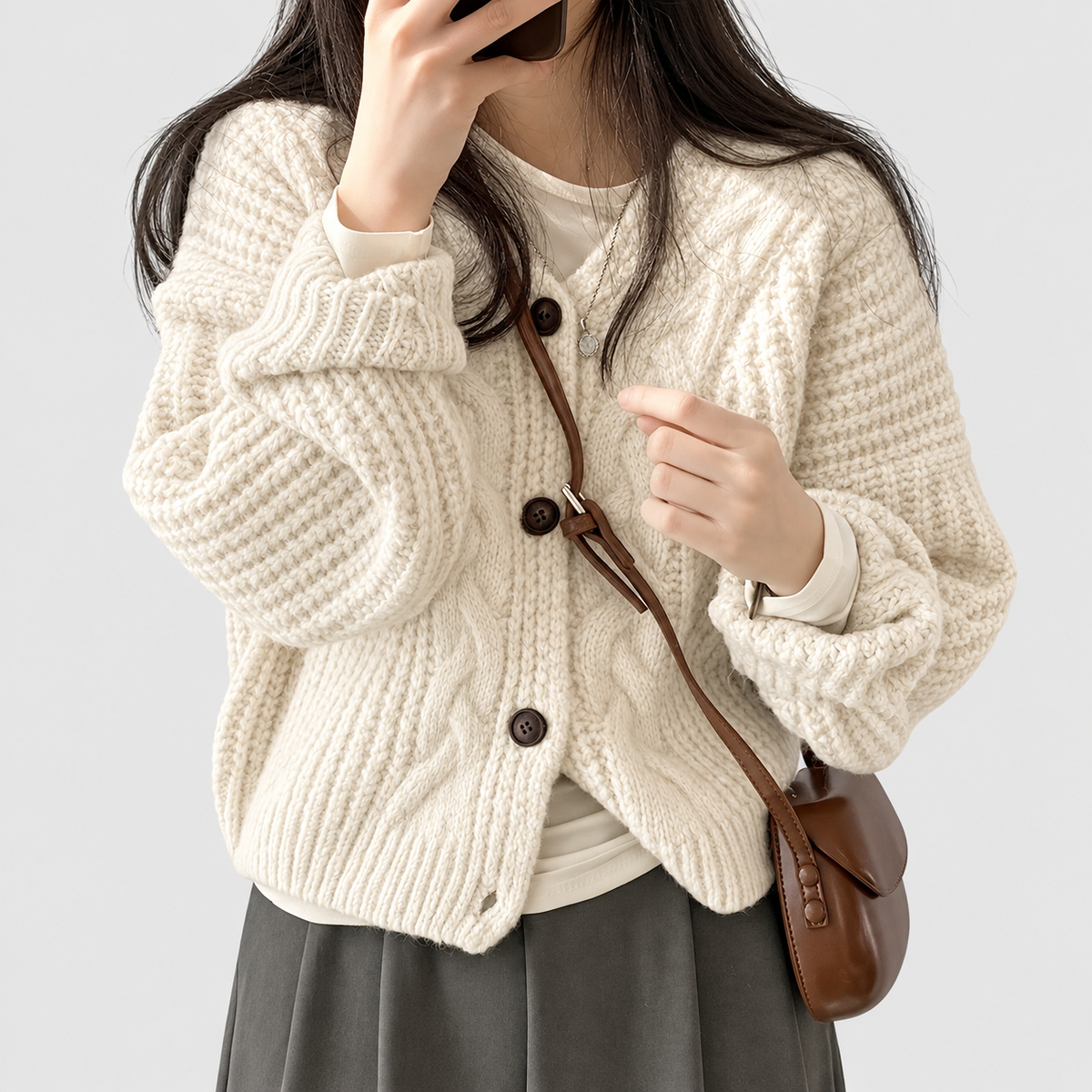 Liliana | Women’s Oversized Textured Knit Cardigan — product detail 5