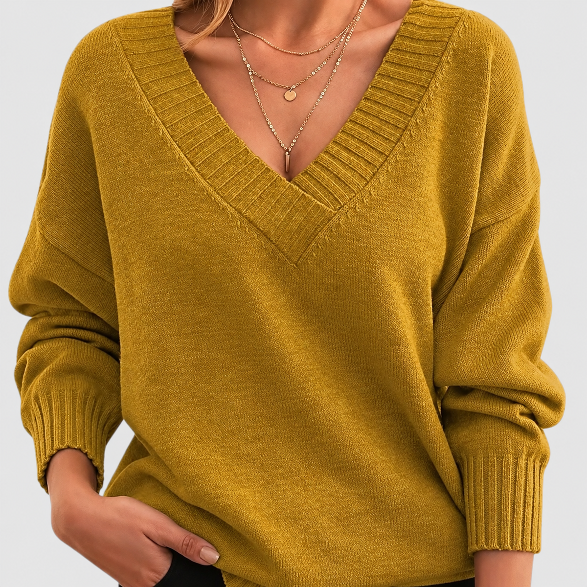Liliane | Women’s Lightweight V-Neck Sweater — Yellow