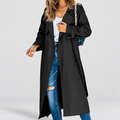 Lillian | Women’s Long Double-Breasted Trench Coat — Black