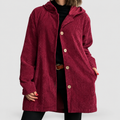 Linnea | Women’s Hooded Button-Front Jacket — Red