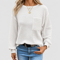 Liorina | Women’s Oversized Crew-Neck Long-Sleeve Top — White