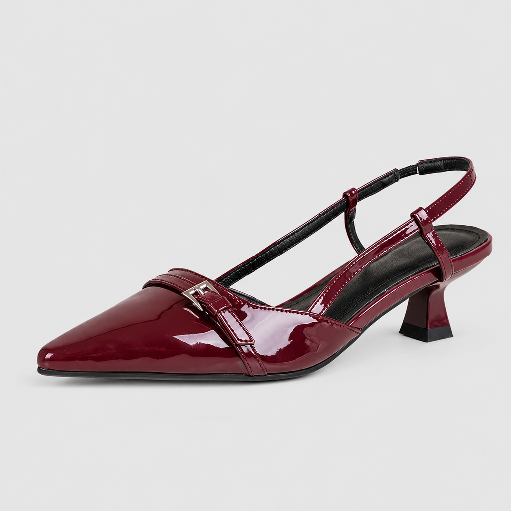 Lisette-Rose | Women’s Patent-Look Buckle Slingback Shoes — product detail 5