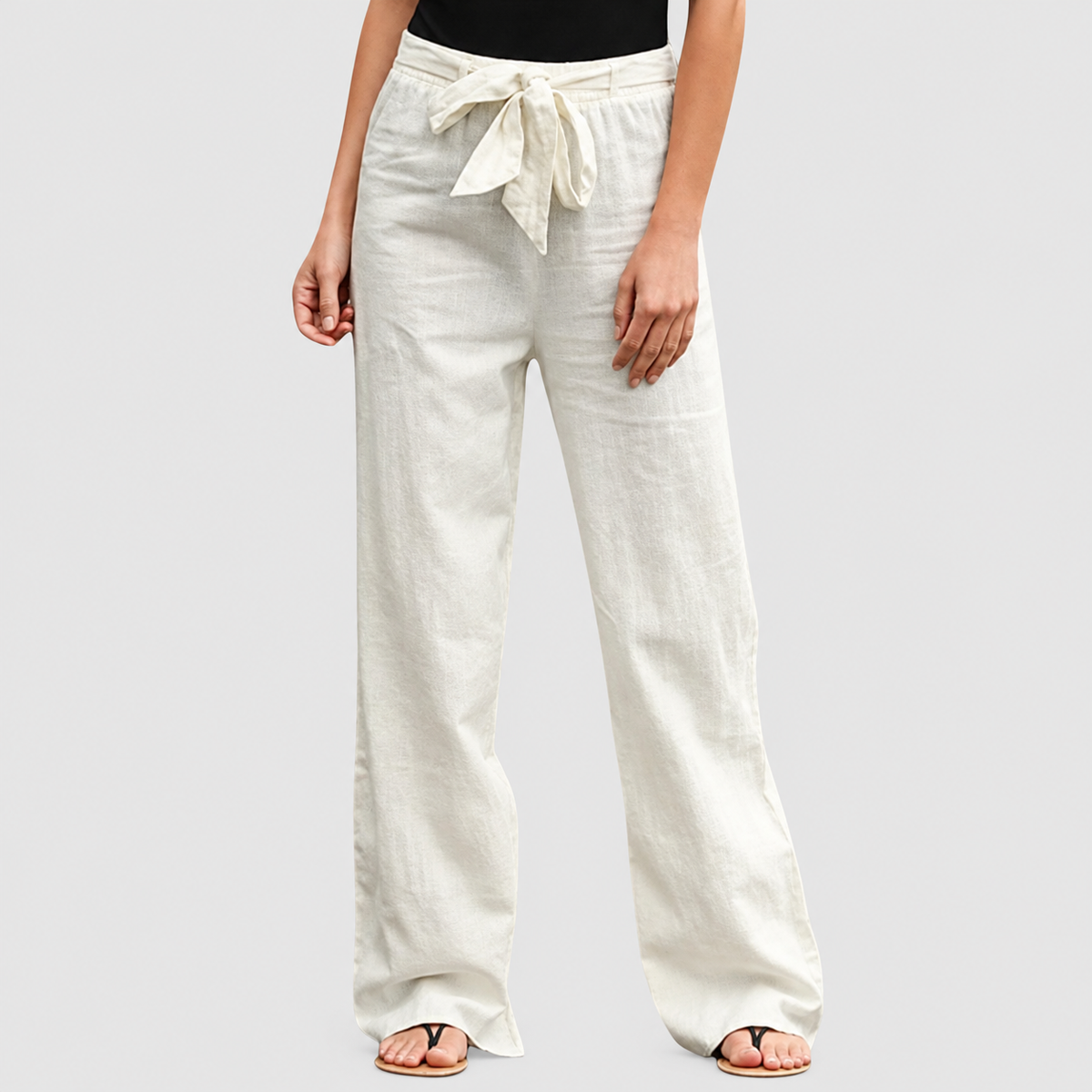 Liviana | Women’s Wide-Leg Drawstring Pants — White