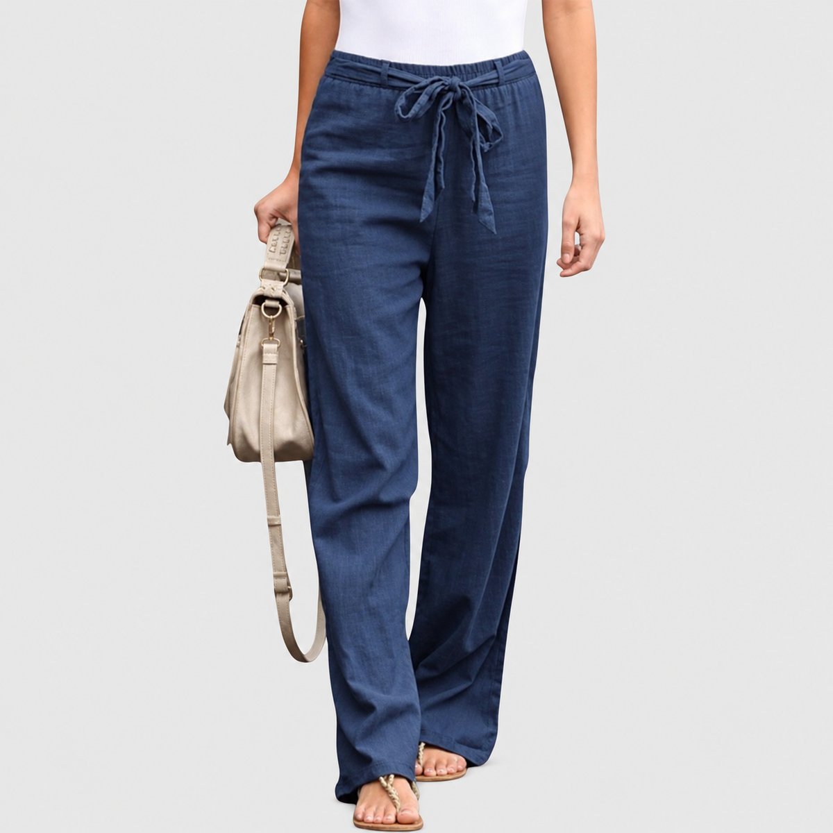 Liviana | Women’s Wide-Leg Drawstring Pants — Dark Blue