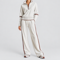 Lorelina | Women’s Quarter-Zip Lounge Set with Wide-Leg Pants — Grey