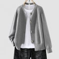 Loretta | Women’s Pearl-Style Button Cardigan — Grey