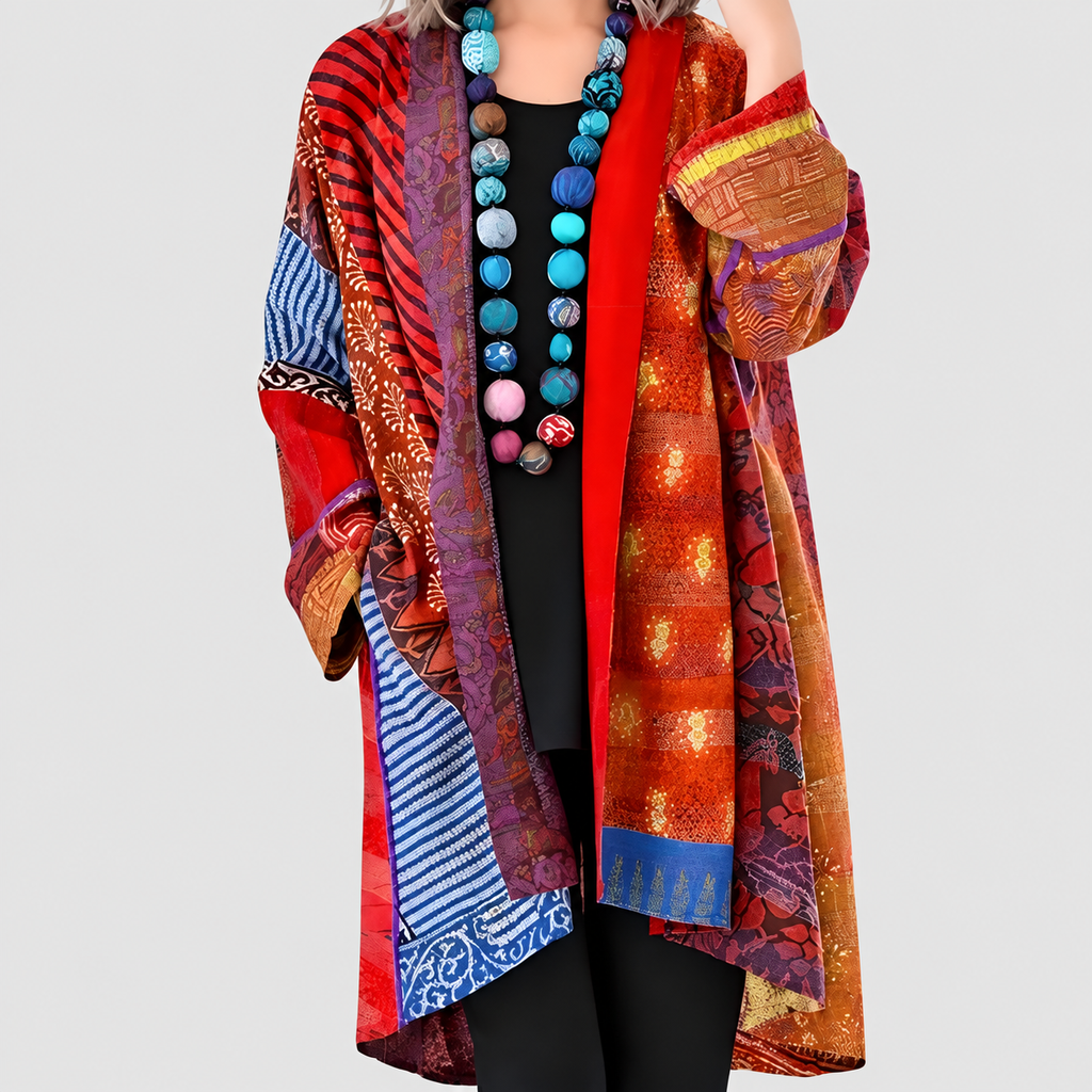 Luciana | Women’s Colourful Boho-Print Long-Sleeve Cardigan — product detail 1