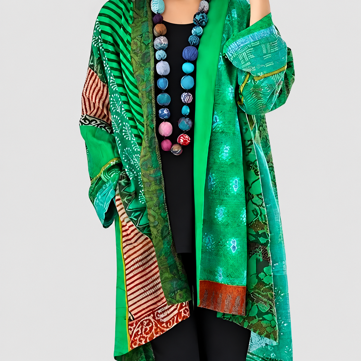 Luciana | Women’s Colourful Boho-Print Long-Sleeve Cardigan — product detail 2