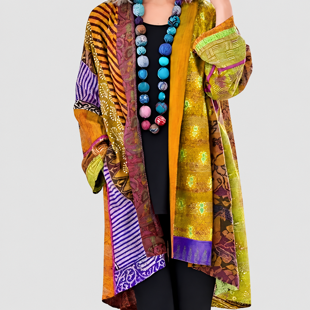 Luciana | Women’s Colourful Boho-Print Long-Sleeve Cardigan — product detail 3