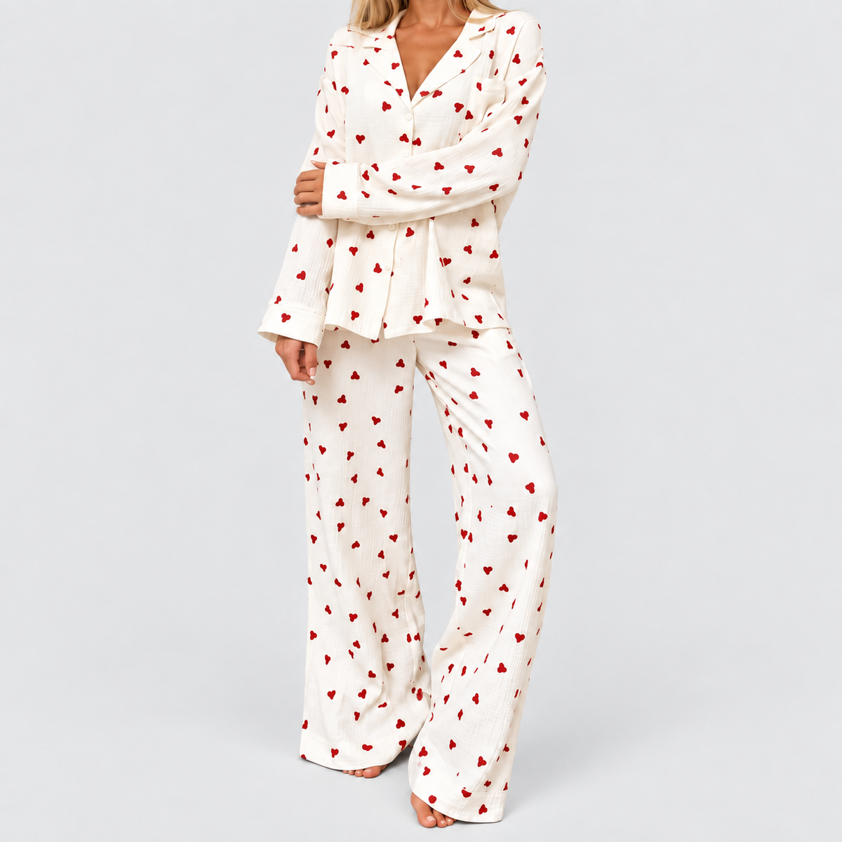 Women's Heart Print Pajama Set — 