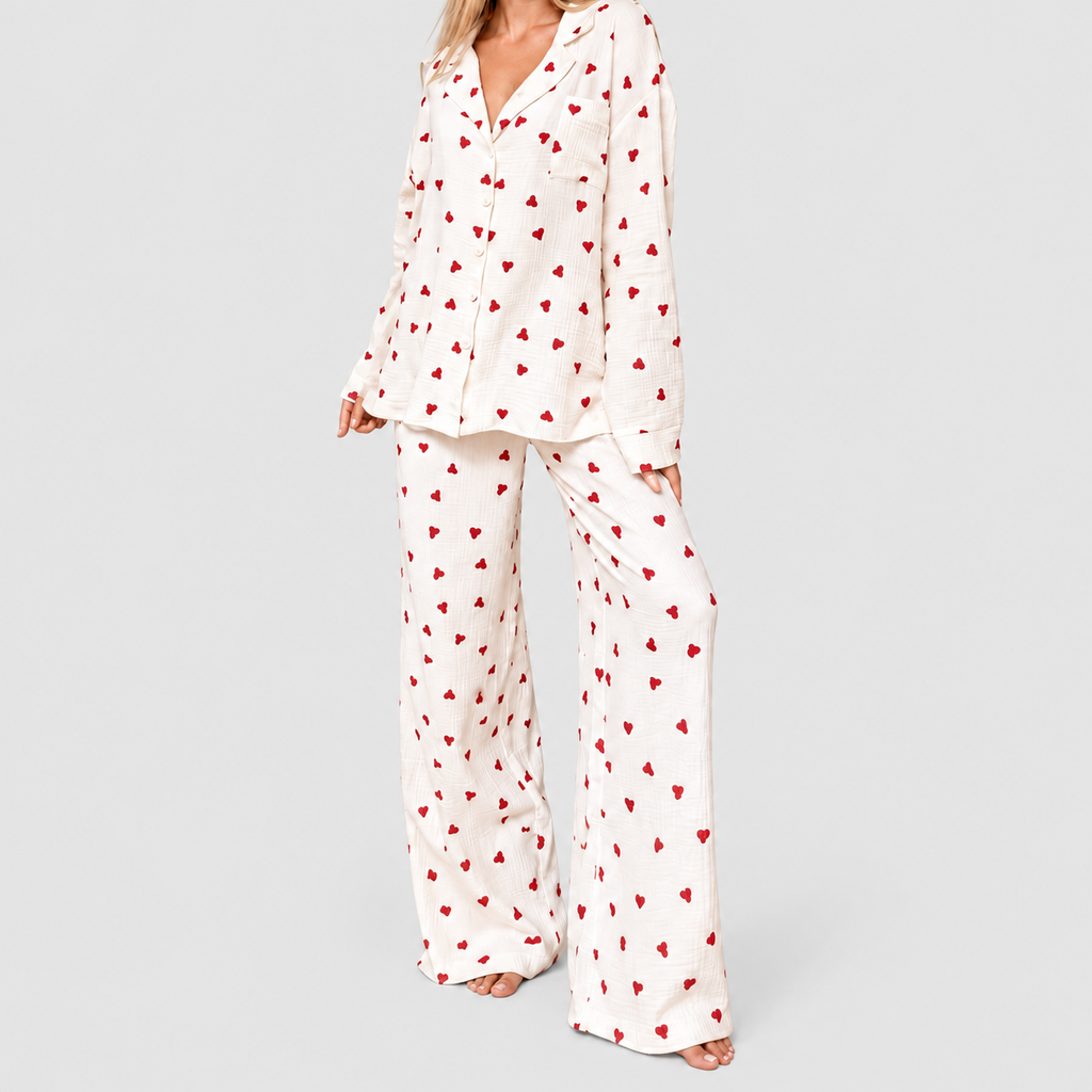 Women's Heart Print Pajama Set — 
