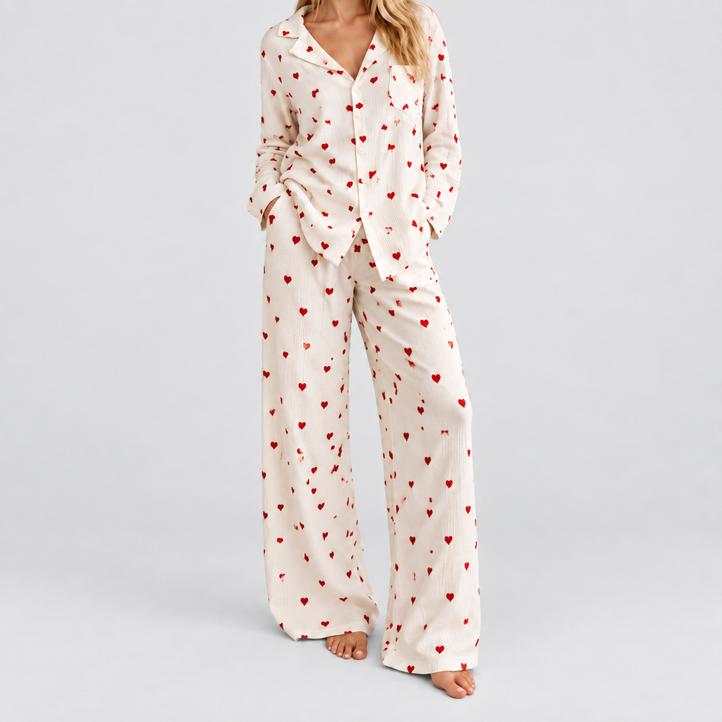 Women's Heart Print Pajama Set — 