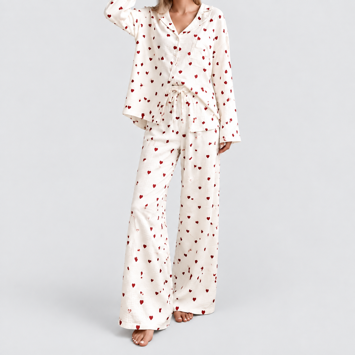 Women's Heart Print Pajama Set — 