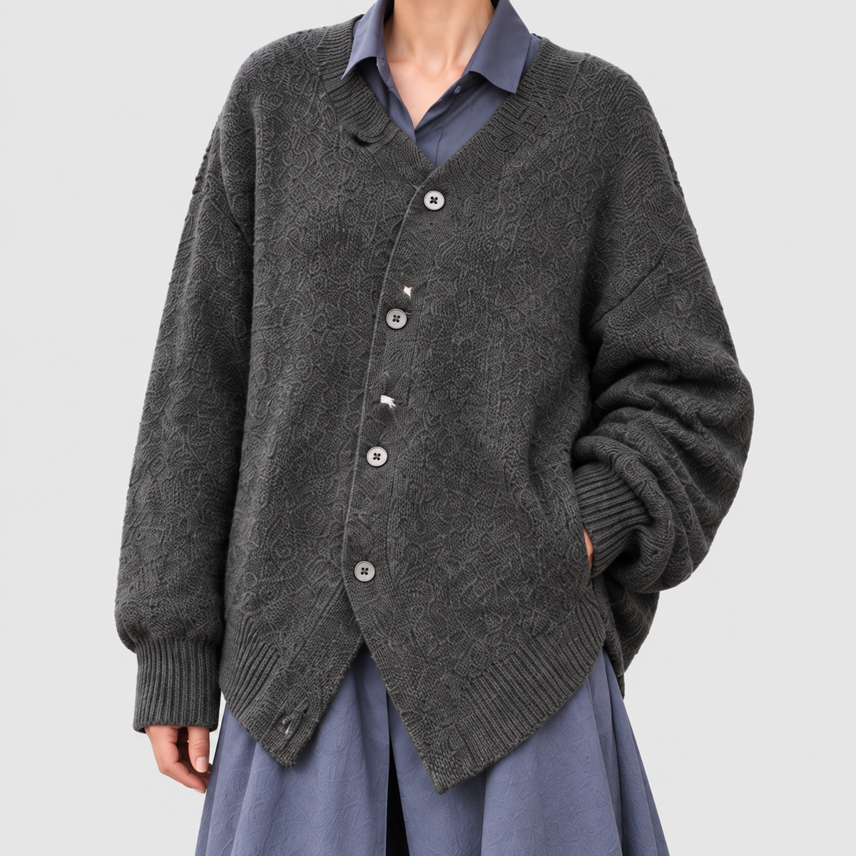Women's Oversized Asymmetric Outerwear Cardigan — 
