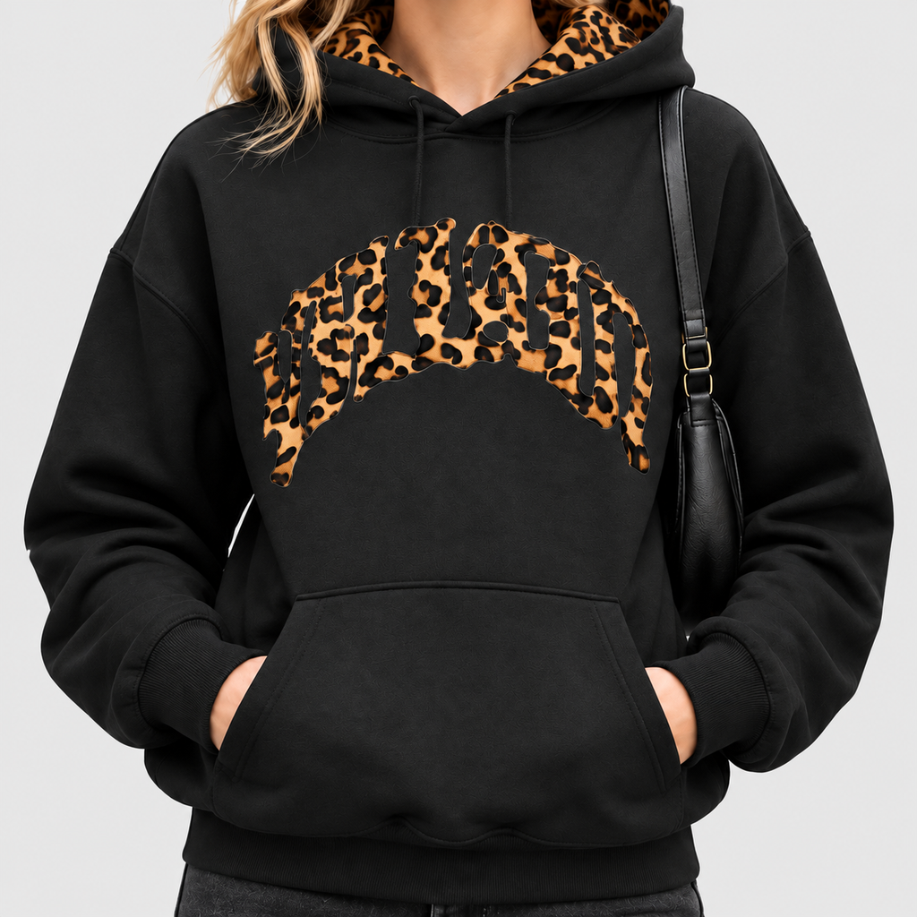 Women's Soft Leopard Detail Hoodie — 
