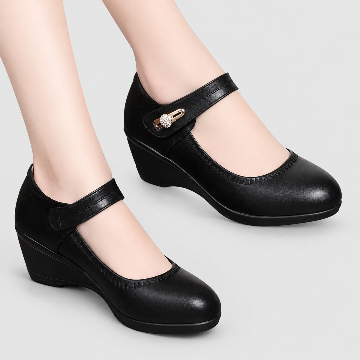 Lydiane | Women’s Strap-Detail Wedge Mary Jane Shoes — product detail 5