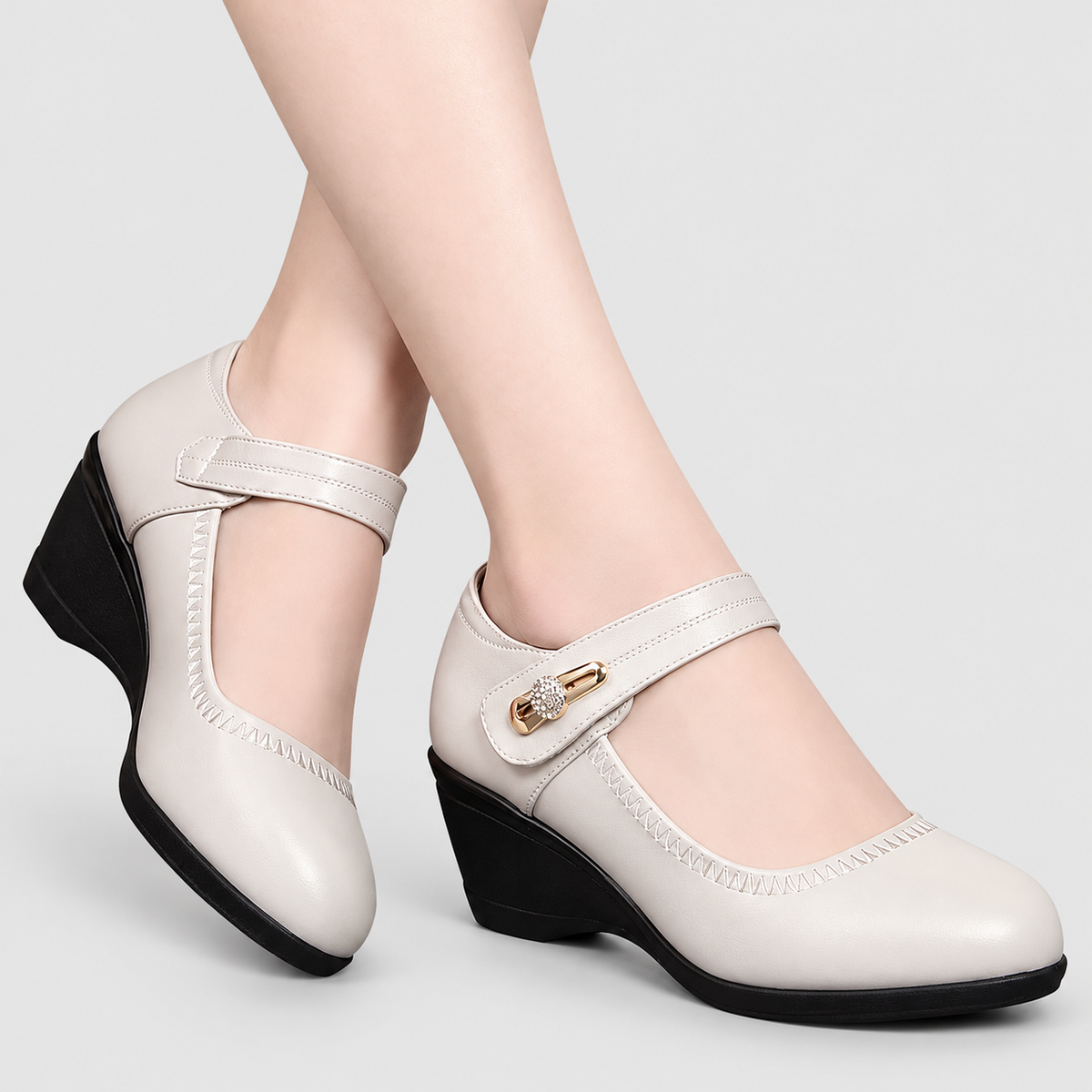 Lydiane | Women’s Strap-Detail Wedge Mary Jane Shoes — product detail 6
