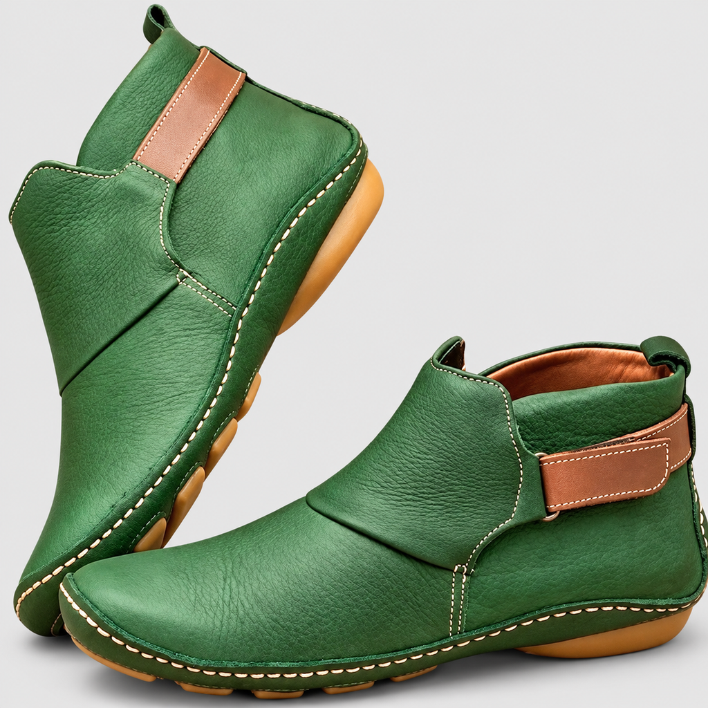 Lysandra | Women’s Slip-On Ankle Boots with Contrast Tab — Green