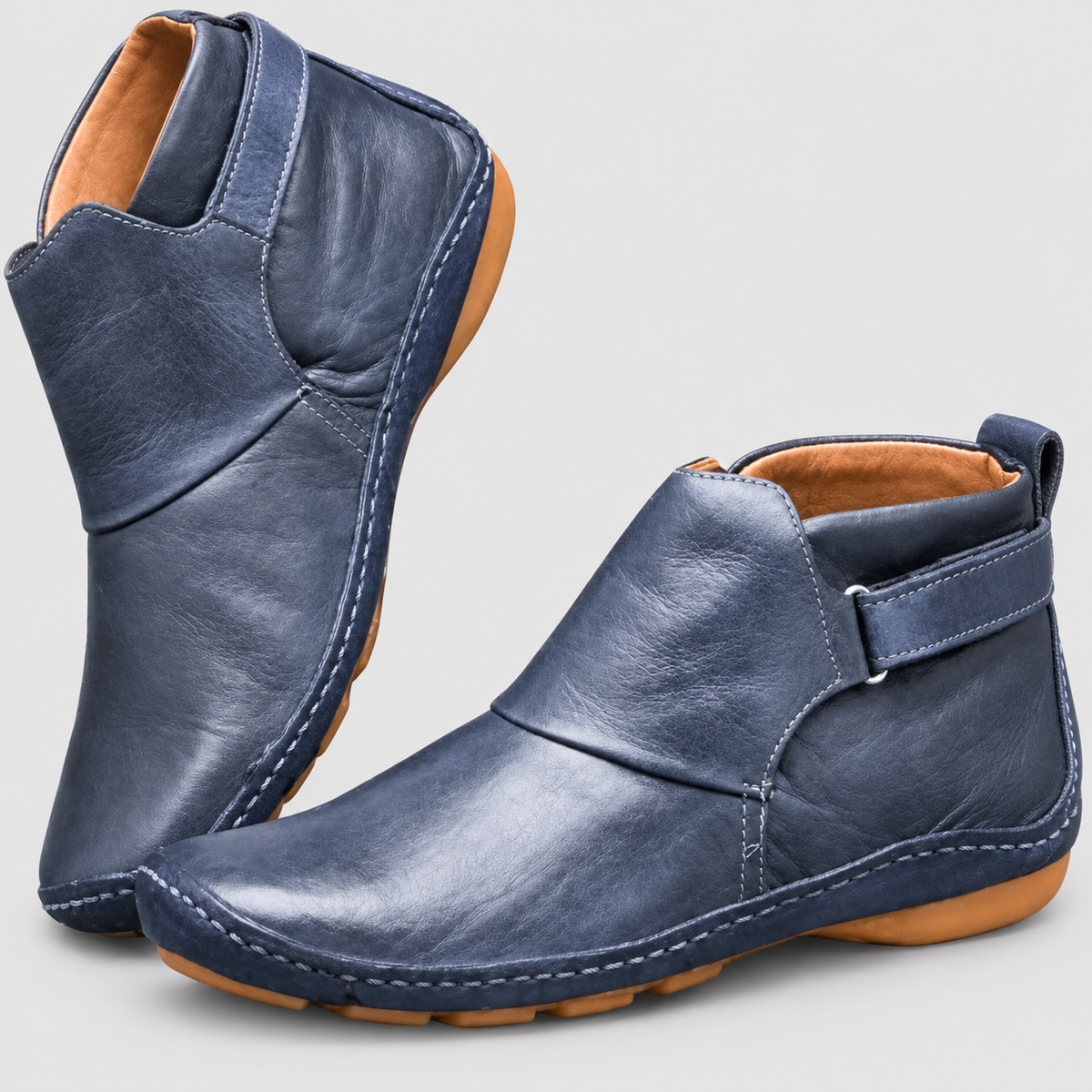 Lysandra | Women’s Slip-On Ankle Boots with Contrast Tab — Blue