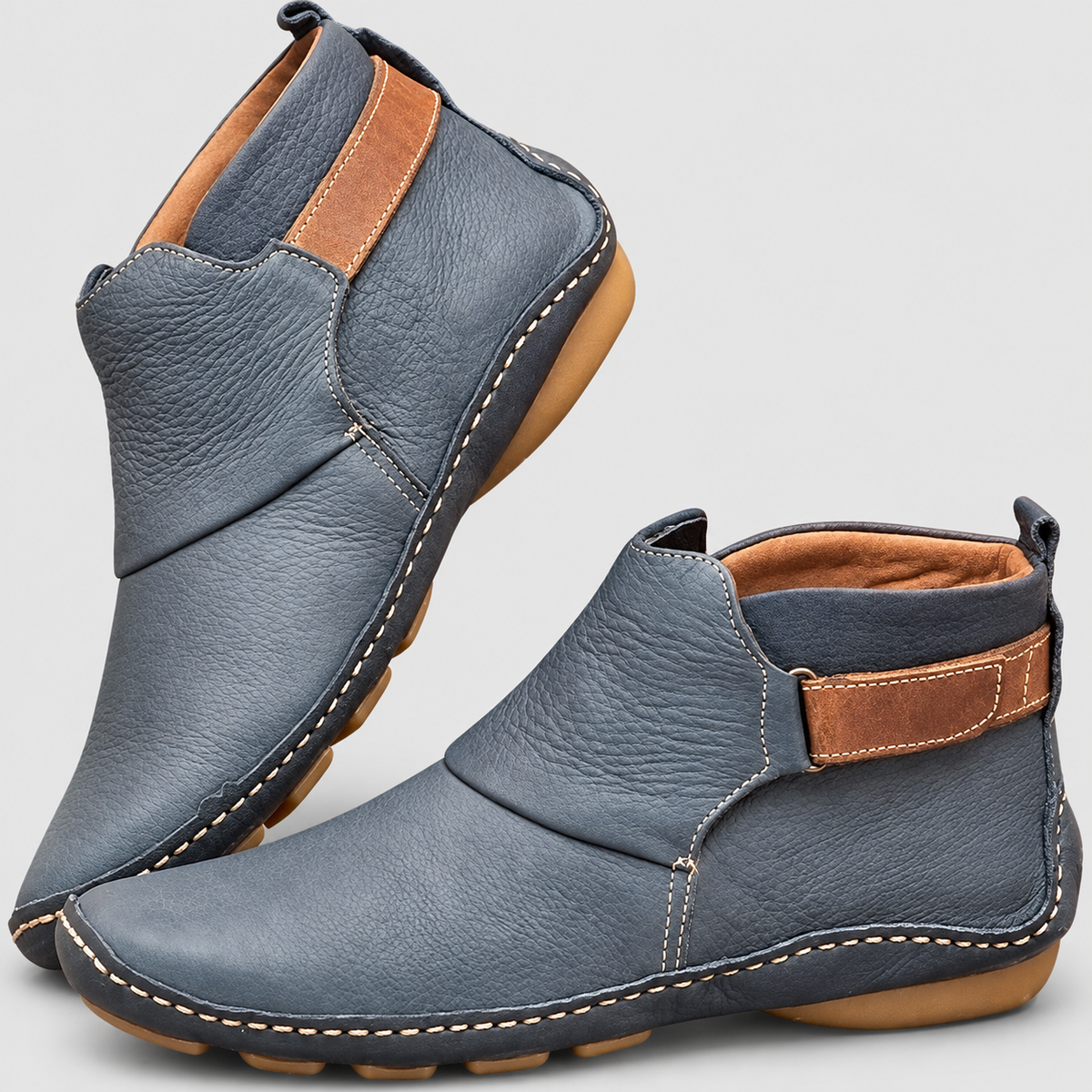 Lysandra | Women’s Slip-On Ankle Boots with Contrast Tab — Grey