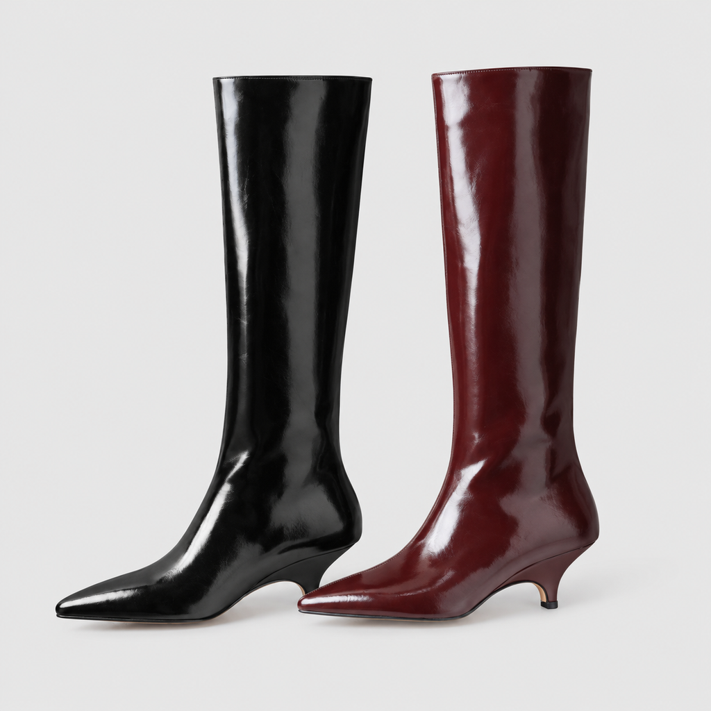 Marceline | Women’s Pointed-Toe Knee-High Kitten-Heel Boots — product detail 6