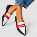Marcella | Women’s Pointed-Toe Contrast Loafers — White