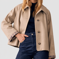 Maren | Women’s Oversized Short Button-Front Trench Coat — Beige