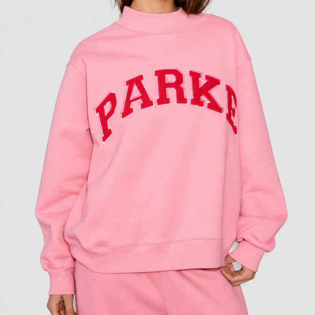 Marguerite | Women’s Oversized Mock-Neck Varsity Sweatshirt — product detail 1