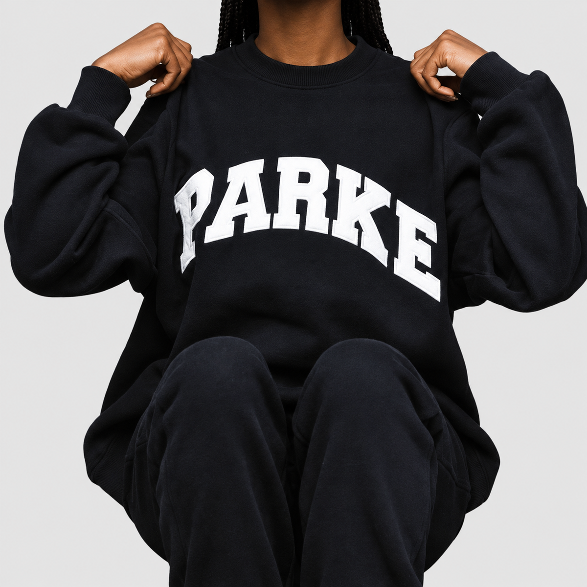 Marguerite | Women’s Oversized Mock-Neck Varsity Sweatshirt — product detail 3