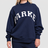 Navy blue-white letters