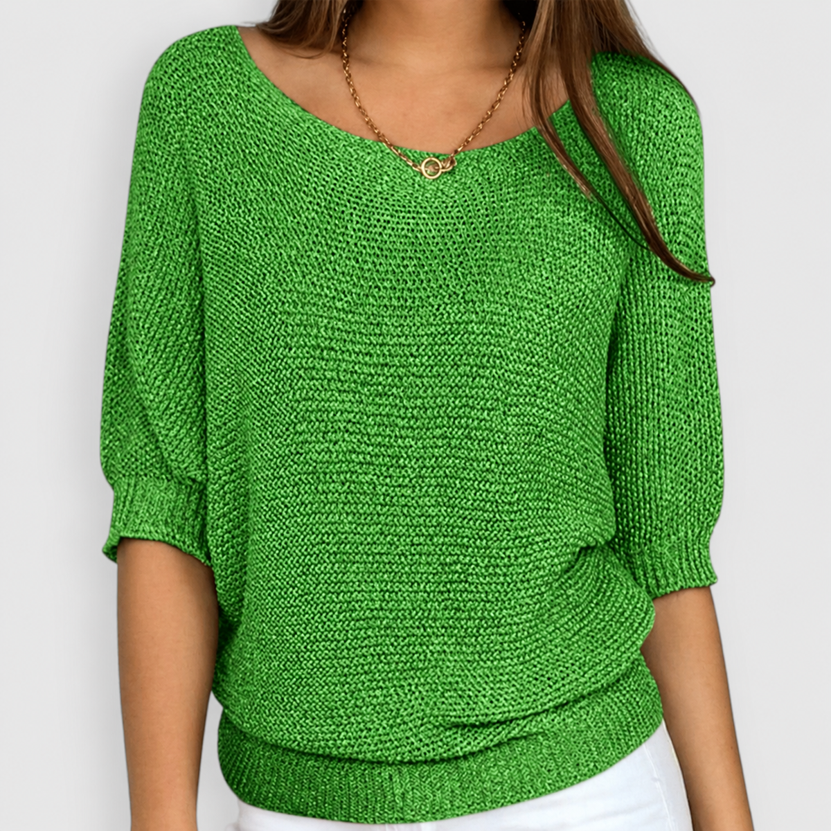 Marielle | Women’s Relaxed Textured-Knit Sweater — Green