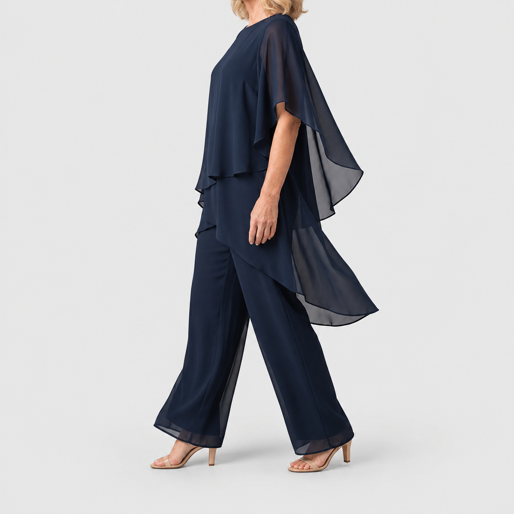 Maristella | Women’s Draped Top and Palazzo Pants Set — product detail 4