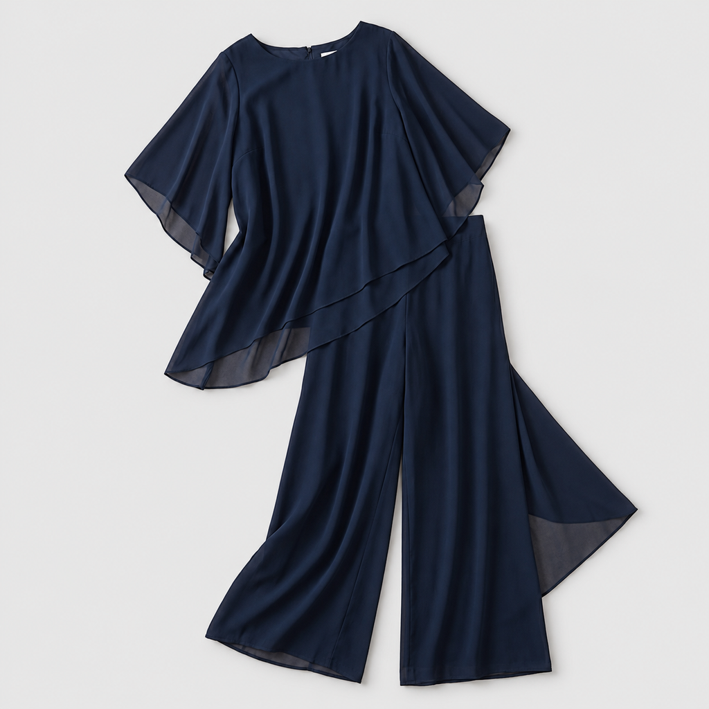 Maristella | Women’s Draped Top and Palazzo Pants Set — product detail 5