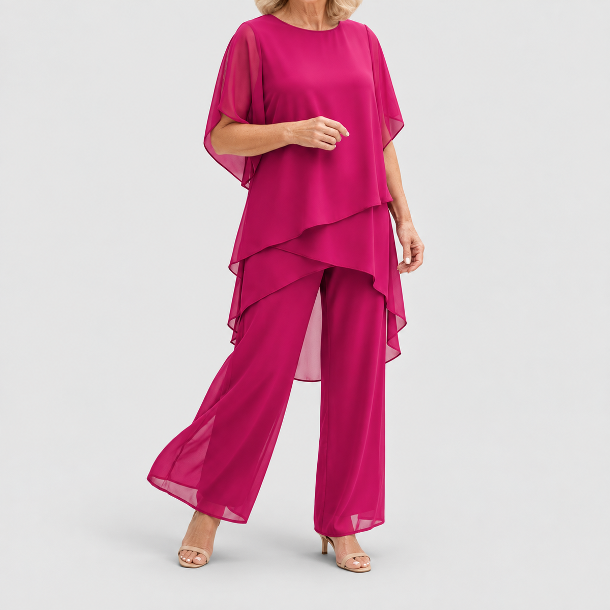 Maristella | Women’s Draped Top and Palazzo Pants Set — Purple