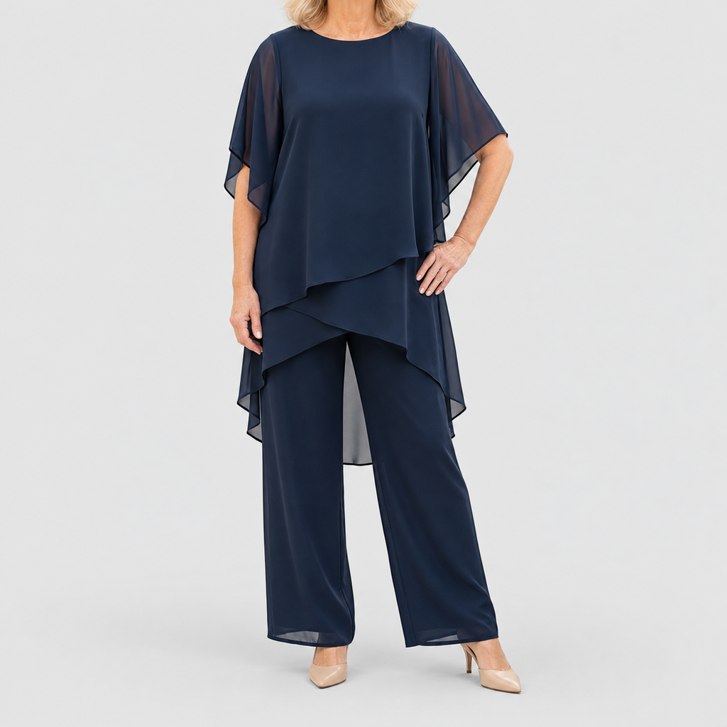 Maristella | Women’s Draped Top and Palazzo Pants Set — product detail 12