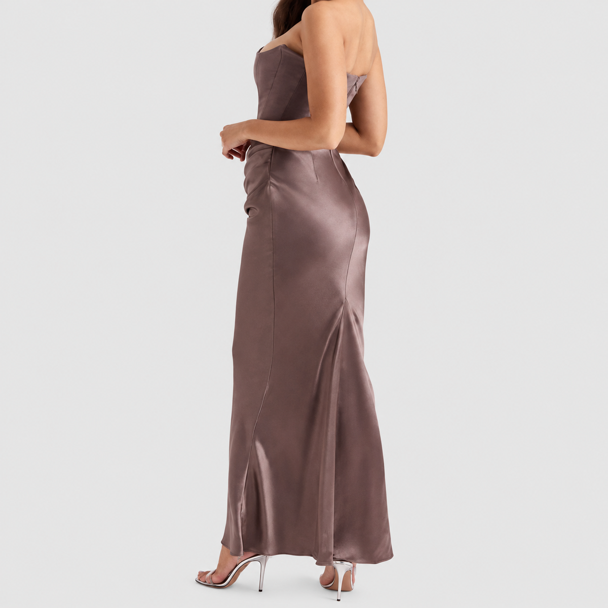 Matilda | Women’s Strapless Satin-Effect Corset Gown — product detail 3