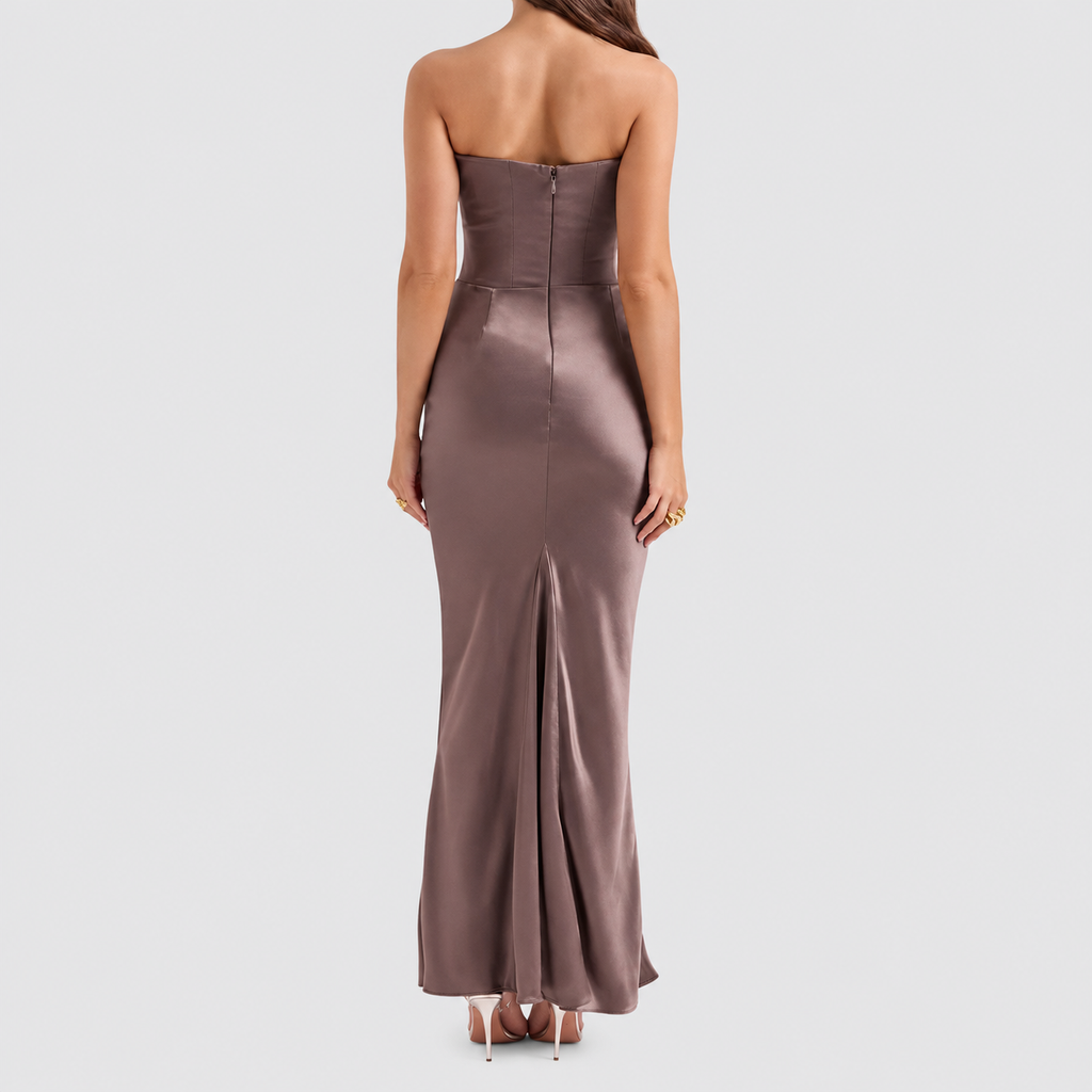 Matilda | Women’s Strapless Satin-Effect Corset Gown — product detail 4