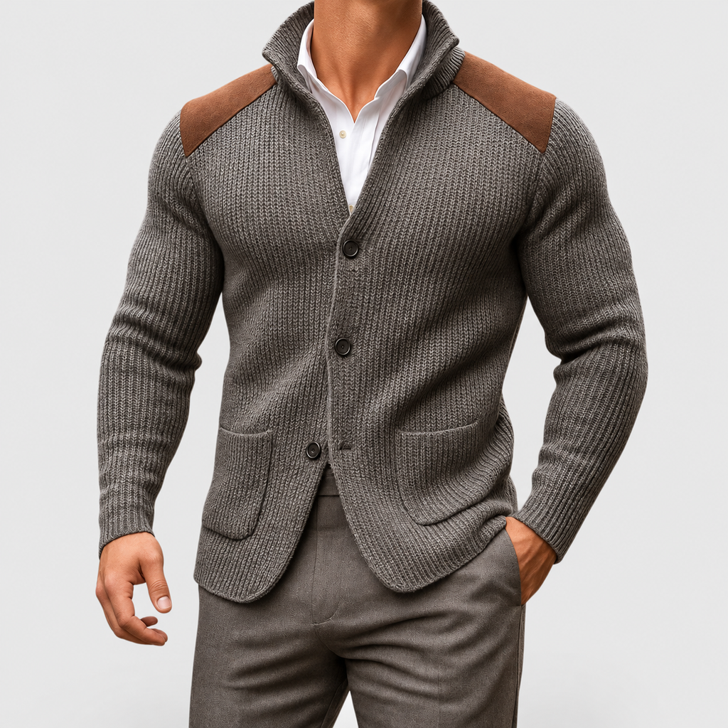 Mattias | Men’s Textured Knit Blazer Cardigan — product detail 7