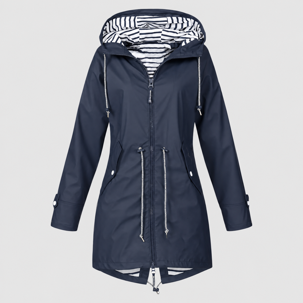 Maudeline | Women’s Lightweight Hooded Rain Jacket — Dark Blue