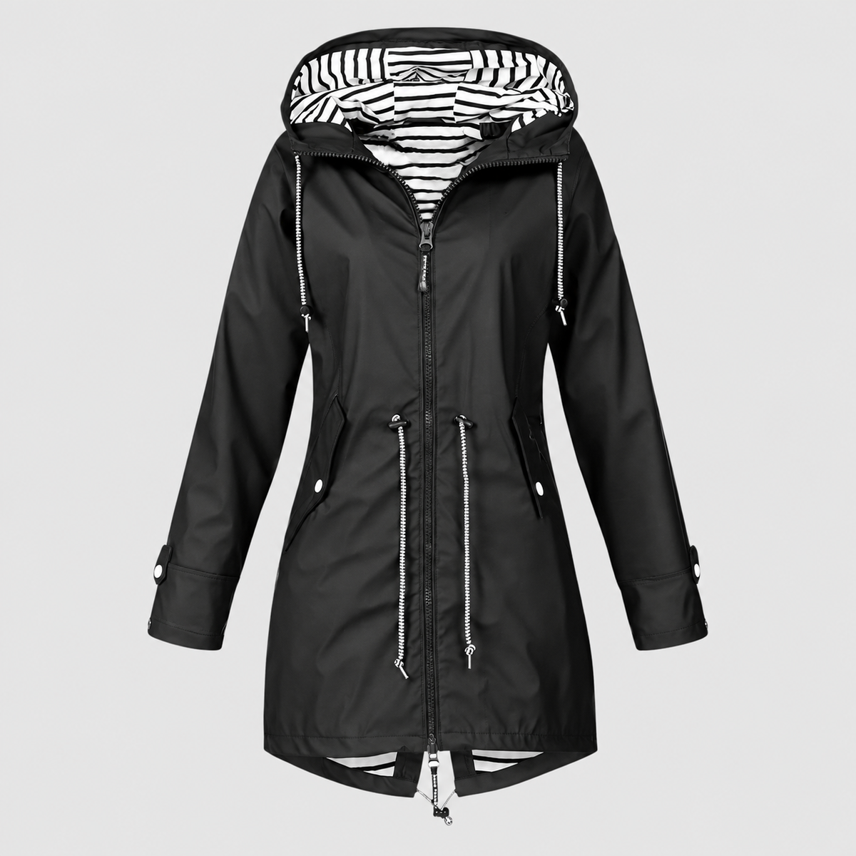 Maudeline | Women’s Lightweight Hooded Rain Jacket — Black