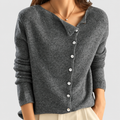 Maura | Women’s Asymmetric Button-Front Cardigan — Grey