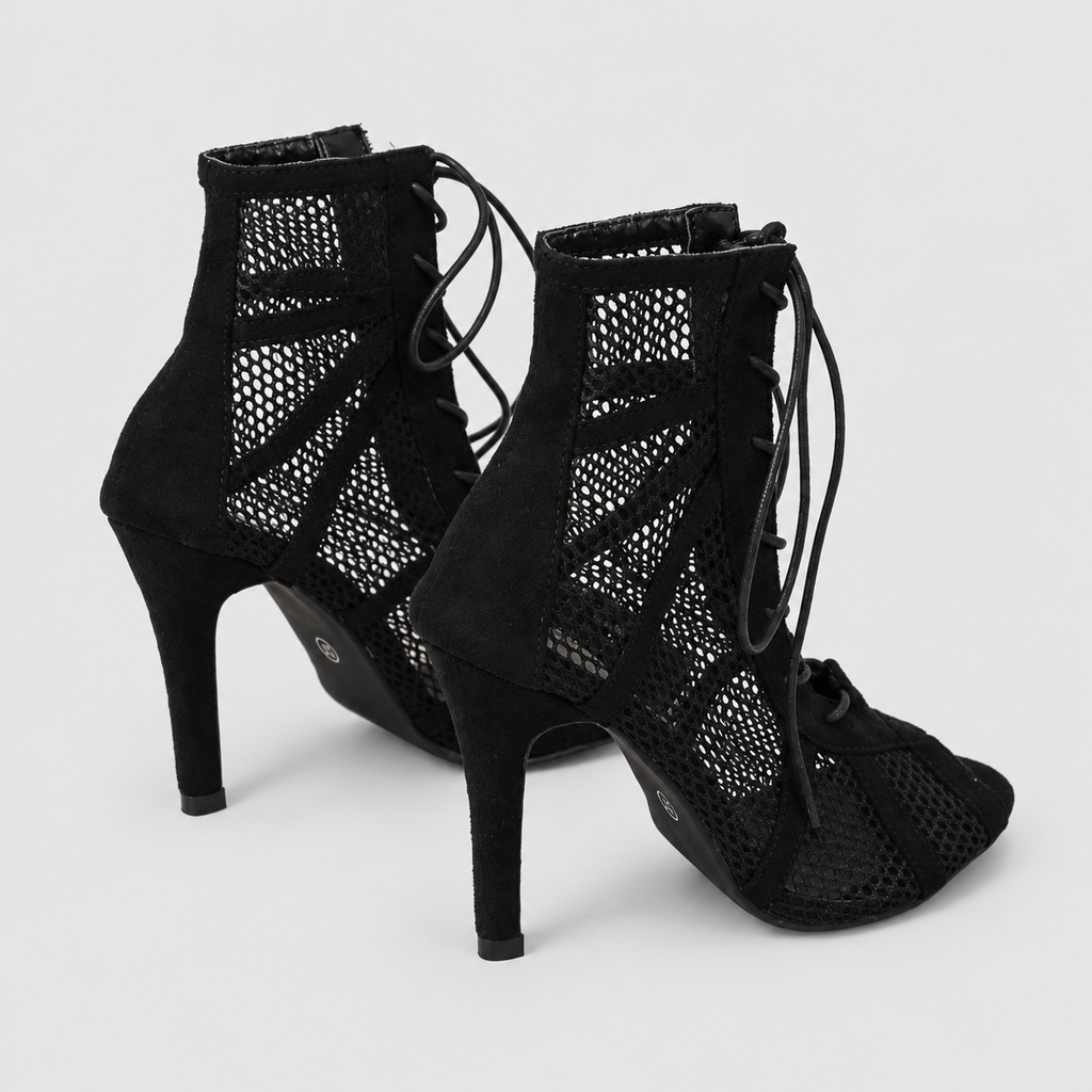 Melisande-Rose | Women’s Mesh Lace-Up Stiletto Ankle Boots — product detail 5