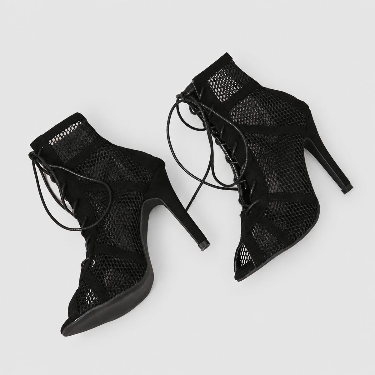 Melisande-Rose | Women’s Mesh Lace-Up Stiletto Ankle Boots — product detail 6