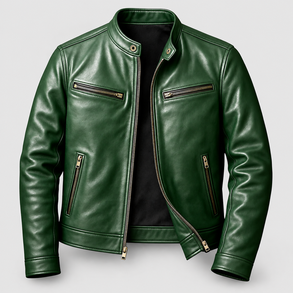 Montgomery | Men’s Band-Collar Leather-Look Jacket — product detail 6