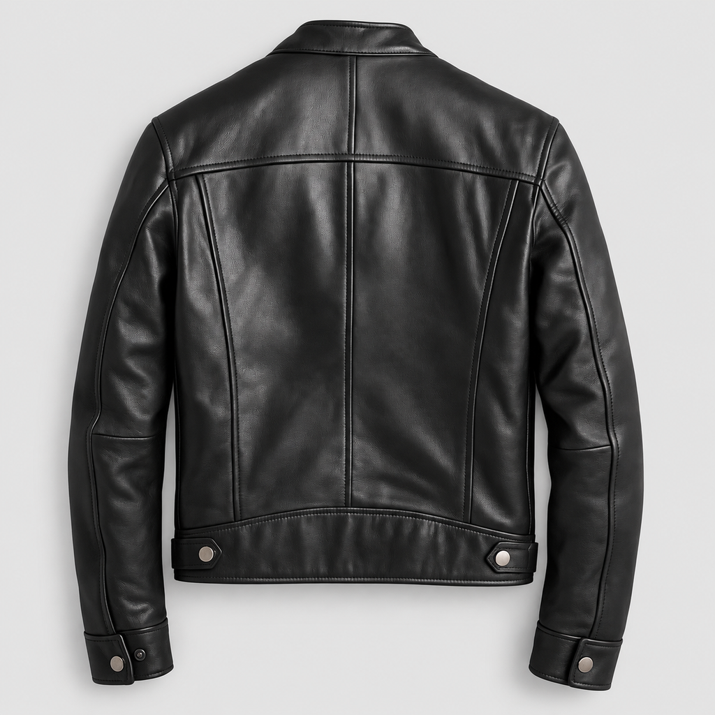 Montgomery | Men’s Band-Collar Leather-Look Jacket — product detail 7