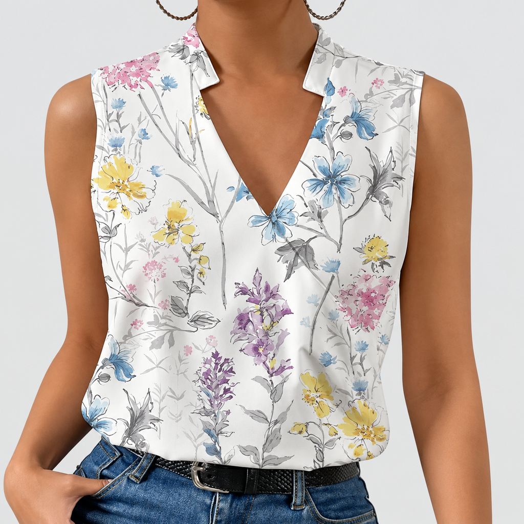 Morgana | Women’s Sleeveless V-Neck Wrap Blouse — product detail 3
