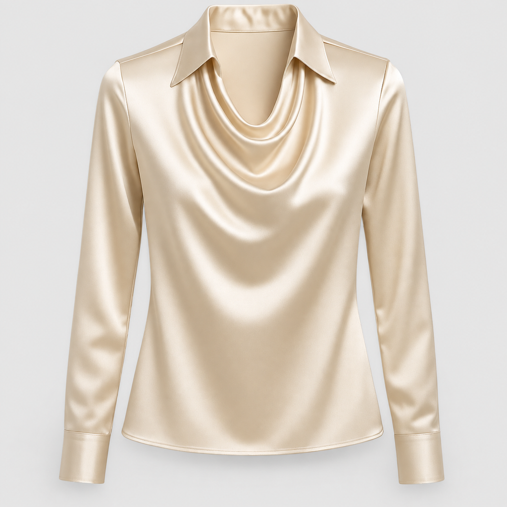 Nadine | Women’s Draped-Neck Blouse with Collar — product detail 10