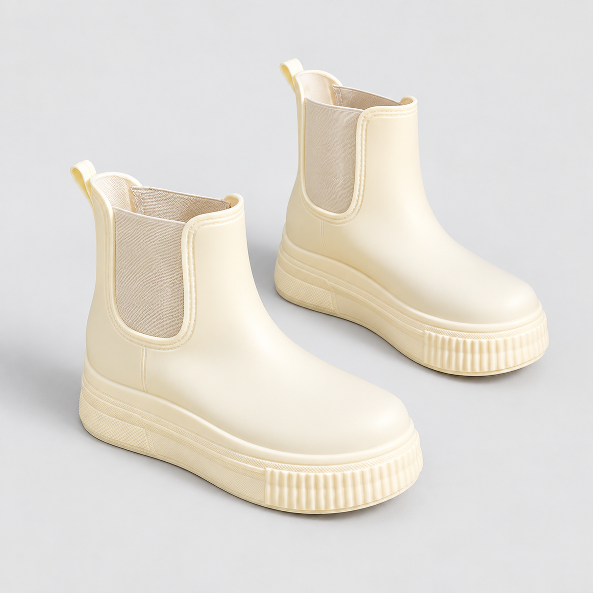 Naiara | Women’s Platform Chelsea Boots — White Stamped